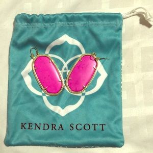 Kendra Scott hot pink magenta earrings gold